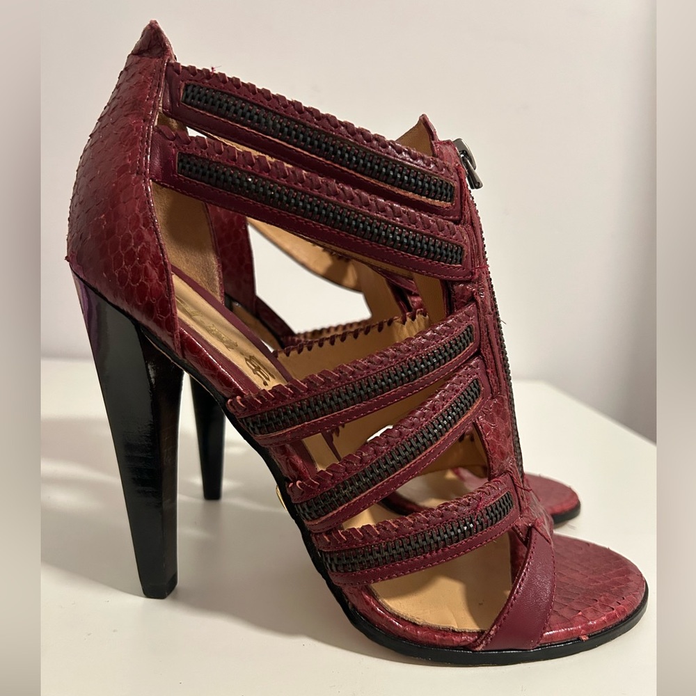 L.A.M.B Nayuta Burgundy Strappy Heels